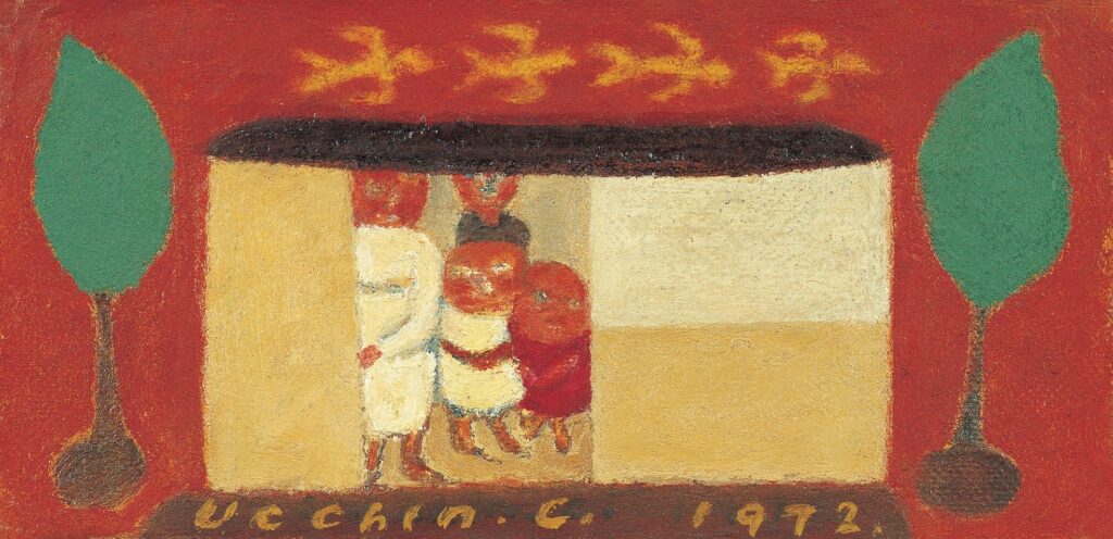 장욱진, 가족도, 1972, 캔버스에 유채, 7.5 × 214.8cm 출처 현대화랑