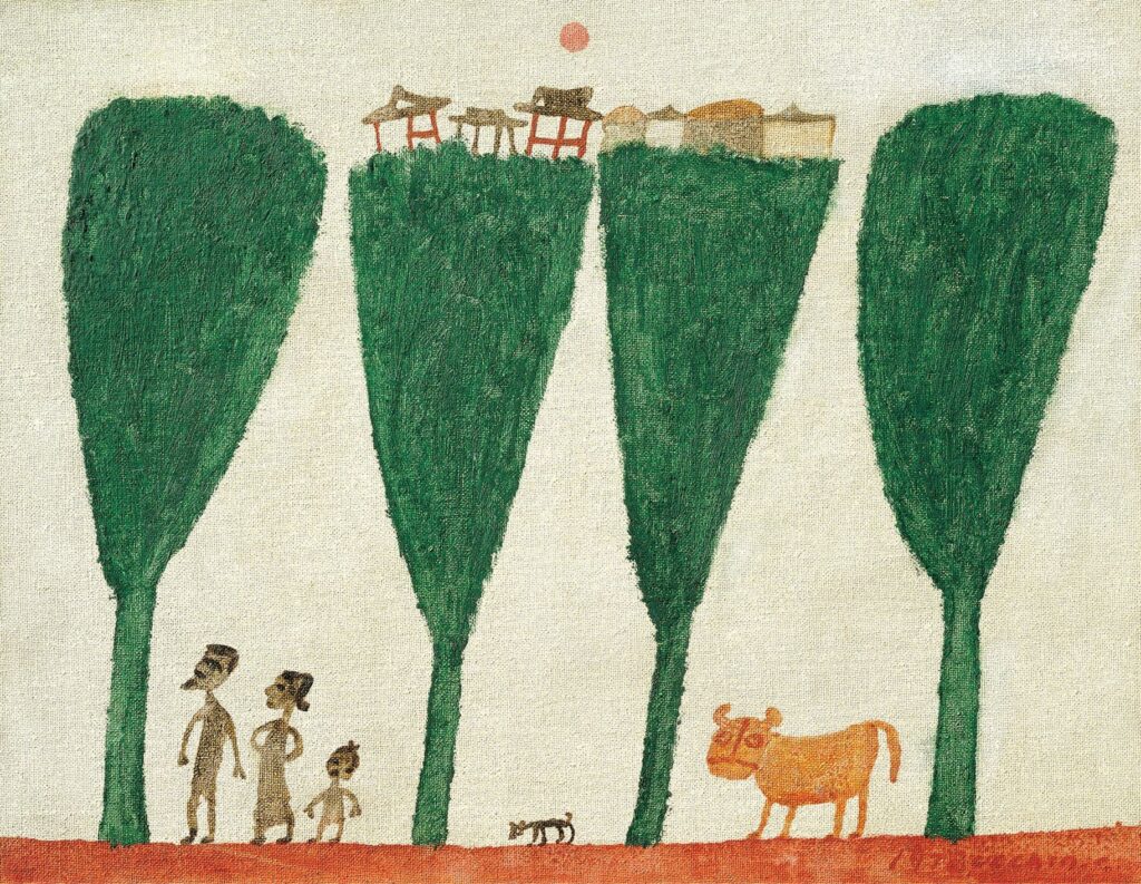 장욱진, 가로수, 1978, 캔버스에 유채, 30 × 40cm 출처 현대화랑