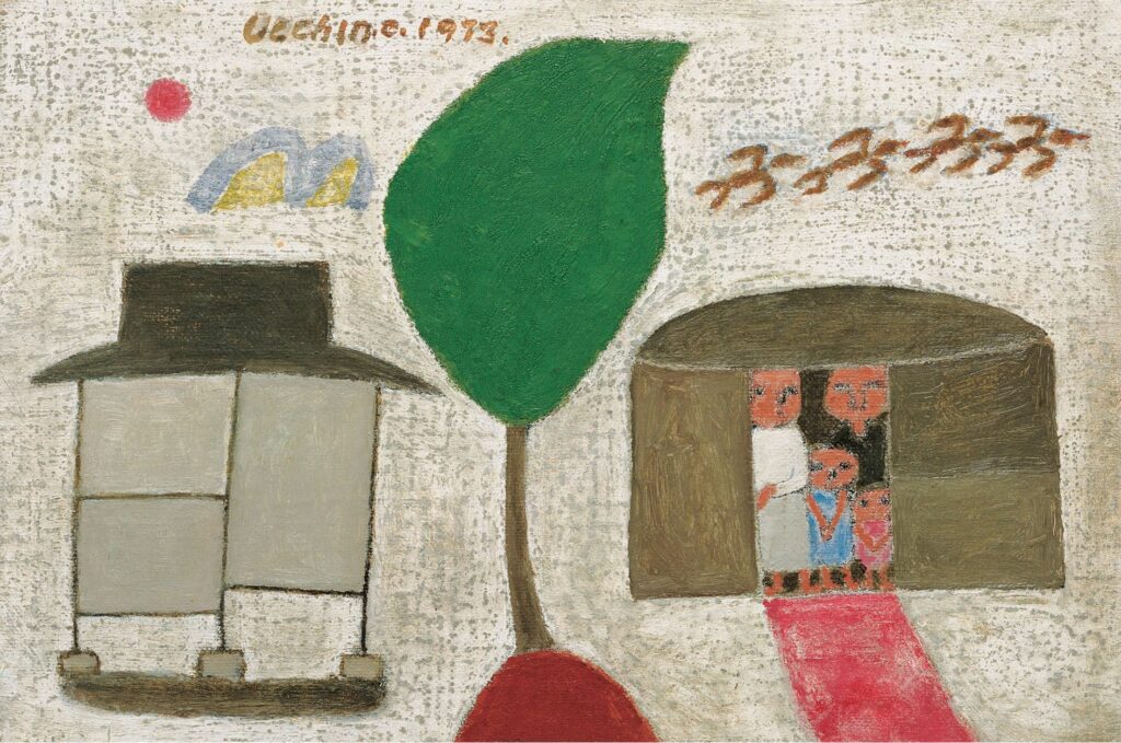 장욱진, 가족, 1973, 캔버스에 유채, 17.9 × 25.8cm 출처 현대화랑