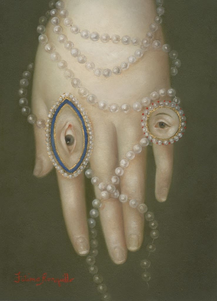 파티마 론퀴요, “Hand with Pearls and Lovers’ Eyes”, 2017