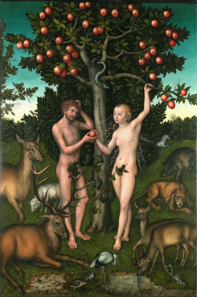 대 루카스 크라나흐(Lucas Cranach the Elder), “아담과 이브 Adam and Eve”, 1526 년, 패널에 채색, 117.1 × 80.5 cm.