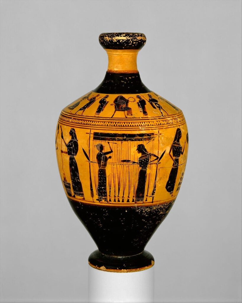 전 아마시스의 화공(Attributed to the Amasis Painter), “테라코타 레퀴토스Terracotta lekythos”, ca. 550–530 BCE, 뉴욕 메트로폴리탄 미술관.