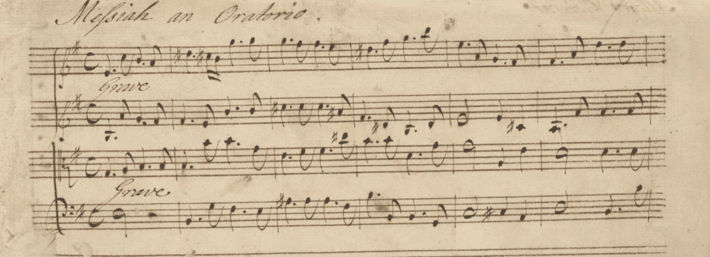 헨델(George Frideric Handel)의 오라토리오 《메시아》 중 ‘서곡’ 필사본 일부 발췌