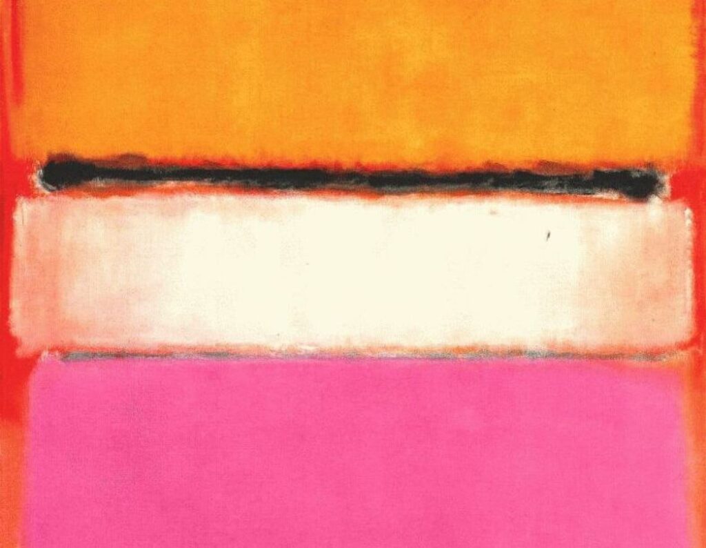 “White center(yellow, pink and lavender on red)”, 1950