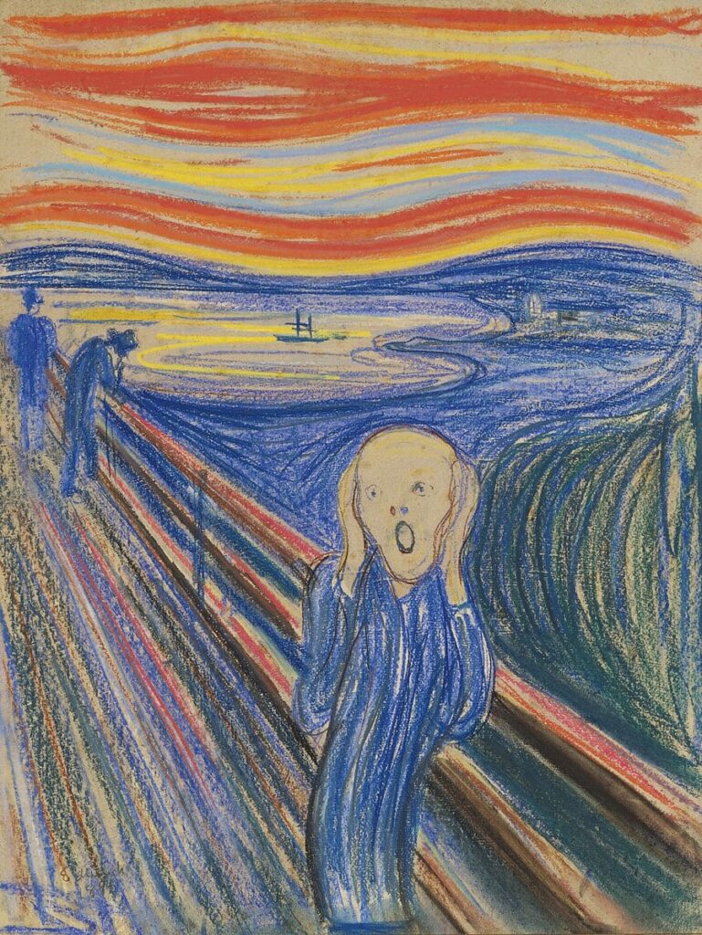 에드바르 뭉크, “절규(The Scream)”, 1895, 골판지 위 파스텔, 개인소장